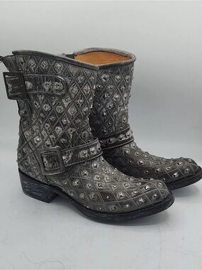 Old Gringo Engineer or Biker Studded Quilted Leather Boots NWOB 8